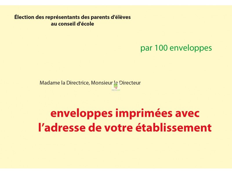 Recto enveloppes d'acheminement et d'identification élection conseil d'école avec adresse établissement couleur jaune