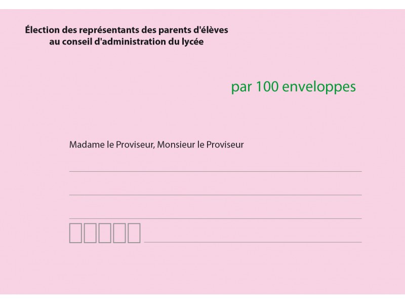 Enveloppes d'acheminement et d'identification élection conseil d'administration du lycée recto verso