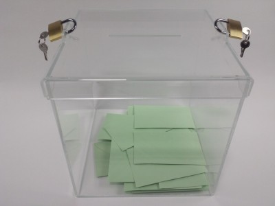 Urne de vote 300 électeurs en plexiglas transparent