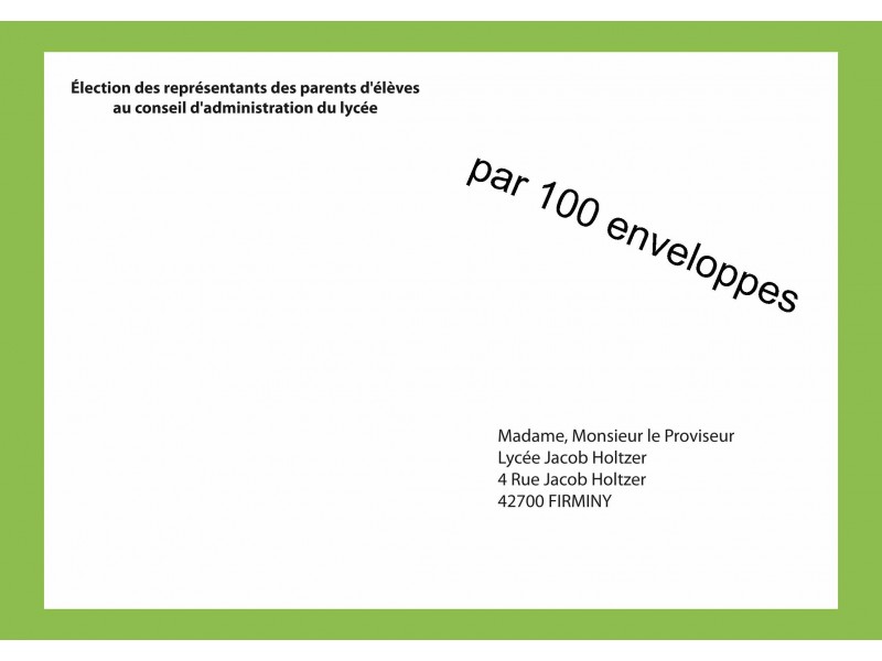 Enveloppes d'acheminement pour l'élection au conseil d'administration du lycée avec adresse établissement R°V°