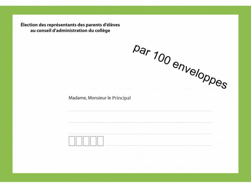 Enveloppes d'acheminement élection au conseil d'administration du collège avec adresse établissement R°V°