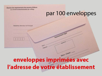 Enveloppes d'acheminement et d'identification élection au conseil d'administration du collège avec adresse établissement